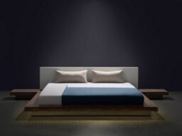 Beliani Bed With Led Zen 180 X 200 Cm (Eu Super King) Brown Ash Wood - thumbnail 2