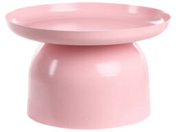 Wyld And Coco Pastel Pink Powder-Coated Metal Round Coffee Table, Compact W60 X D60 X H36Cm - thumbnail 1