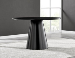 Furniturebox Uk Palma Black Semi Gloss Round Dining Table & 4 White Lorenzo Chairs - thumbnail 2