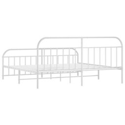 Berkfield Metal Bed Frame With Headboard And Footboard White 193X203 Cm - thumbnail 8