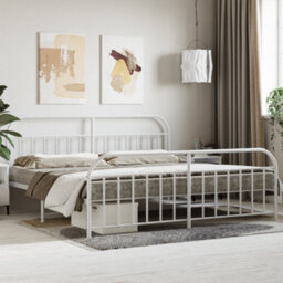 Berkfield Metal Bed Frame With Headboard And Footboard White 193X203 Cm - thumbnail 1