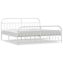 Berkfield Metal Bed Frame With Headboard And Footboard White 193X203 Cm - thumbnail 2