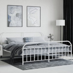 Berkfield Metal Bed Frame With Headboard And Footboard White 193X203 Cm - thumbnail 3