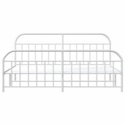Berkfield Metal Bed Frame With Headboard And Footboard White 193X203 Cm - thumbnail 6