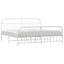 Berkfield Metal Bed Frame With Headboard And Footboard White 193X203 Cm - thumbnail 4