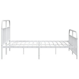 Berkfield Metal Bed Frame With Headboard And Footboard White 193X203 Cm - thumbnail 7