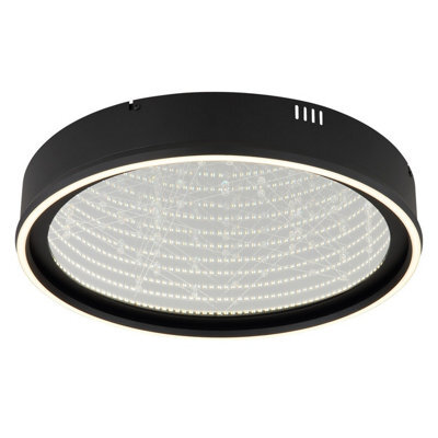 Luminosa Lighting Luminosa Mirrora 50Cm Semi Flush Ceiling Light Matt Black, Glass Mirror Led 2700/6500K - image 1