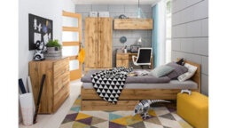 Impact Furniture Wall Cabinet Unit Storage Bedroom Living Room Oak Effect 135Cm Lift Up Door Modern Shelf Cupboard Zele - thumbnail 5