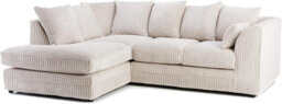 BlissFurniture Ltd Bliss Furniture Cream Jumbo Cord 4 Seater Left Hand Corner Sofa  Scatter Back Design Compact And Comfortable Sofa