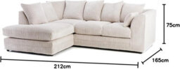 BlissFurniture Ltd Bliss Furniture Cream Jumbo Cord 4 Seater Left Hand Corner Sofa  Scatter Back Design Compact And Comfortable Sofa - thumbnail 2
