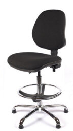 Chrome Medium Back Draughtsman Chair In Black Fabric - thumbnail 2