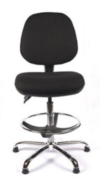 Chrome Medium Back Draughtsman Chair In Black Fabric - thumbnail 3