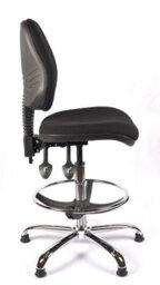Chrome Medium Back Draughtsman Chair In Black Fabric - thumbnail 4