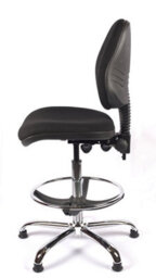 Chrome Medium Back Draughtsman Chair In Black Fabric - thumbnail 5