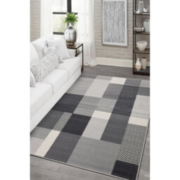 Melrose Colorama Montreal Grey Square Design Small Indoor Area Rug 80/150Cm - thumbnail 1