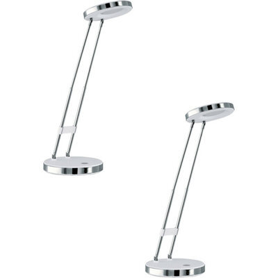 Elegant 2 Pack White And Chrome Table Lamps With Led Bulbs And Rocker Switch - image 1