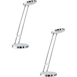 Elegant 2 Pack White And Chrome Table Lamps With Led Bulbs And Rocker Switch - thumbnail 1