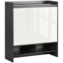 Homcom Storage Cabinet With High Gloss White Doors For 19 Pairs Of Shoes - thumbnail 2