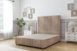 "Sloomy Harrington Mink Naples Divan Bed 4 Drawers-54"" Floor Standing Headboard 12"" Footboard 6' Super King"