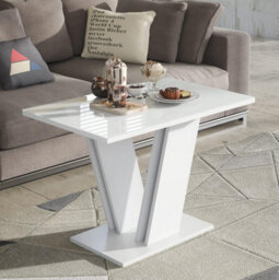 Furneo Glass Coffee Side Table White Modern Living Room Furniture - thumbnail 1