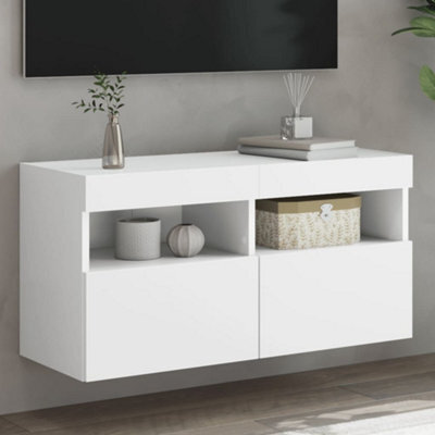 Walplus Tv Wall Cabinet With Led Lights White 80X30X40 Cm - image 1