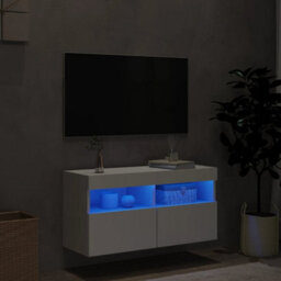 Walplus Tv Wall Cabinet With Led Lights White 80X30X40 Cm - thumbnail 4