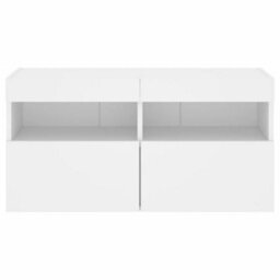 Walplus Tv Wall Cabinet With Led Lights White 80X30X40 Cm - thumbnail 9
