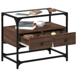 Berkfield Tv Cabinet With Glass Top Brown Oak 60X35X51 Cm Engineered Wood - thumbnail 3