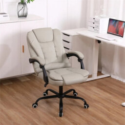 Grey Ergonomic Faux Leather Office Chair Adjustable Height - thumbnail 5