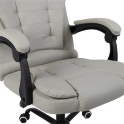 Grey Ergonomic Faux Leather Office Chair Adjustable Height - thumbnail 4