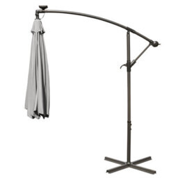 VRUC Outdoor Patio Garden Cantilever Banana Led Parasol Hanging Umbrella 3M Grey - thumbnail 3