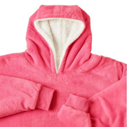 Ohs Hoodie Blanket Ultra Plush Wearable Sherpa Oversize - Fuchsia - thumbnail 2