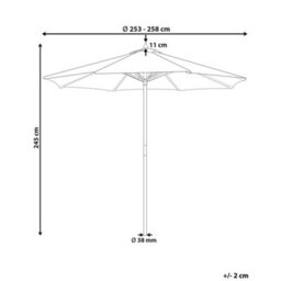 Beliani 245Cm Garden Parasol Black And White Striped Canopy Birch Wood Pole - thumbnail 3