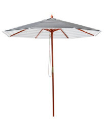 Beliani 245Cm Garden Parasol Black And White Striped Canopy Birch Wood Pole - thumbnail 1