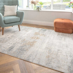 Loomed Silver Grey Metallic Distressed Abstract Area Rug 240X330Cm - thumbnail 2