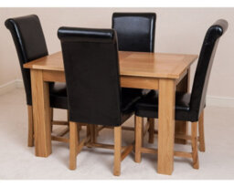 That's Furniture Hampton 120Cm - 160Cm Oak Extending Dining Table And 4 Chairs Dining Set With Washington Black Leather Chairs - thumbnail 2