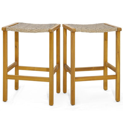 Costway Set Of 2 Outdoor Bar Stools 76Cm Bar Height Chairs Patio High Stools Set - image 1