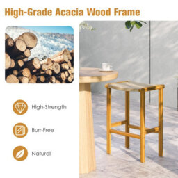 Costway Set Of 2 Outdoor Bar Stools 76Cm Bar Height Chairs Patio High Stools Set - thumbnail 6