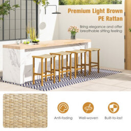 Costway Set Of 2 Outdoor Bar Stools 76Cm Bar Height Chairs Patio High Stools Set - thumbnail 7