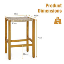 Costway Set Of 2 Outdoor Bar Stools 76Cm Bar Height Chairs Patio High Stools Set - thumbnail 2