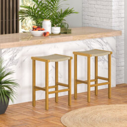 Costway Set Of 2 Outdoor Bar Stools 76Cm Bar Height Chairs Patio High Stools Set - thumbnail 3