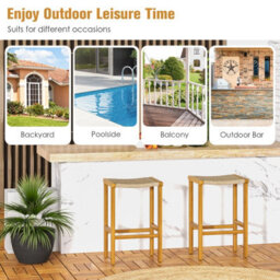 Costway Set Of 2 Outdoor Bar Stools 76Cm Bar Height Chairs Patio High Stools Set - thumbnail 9