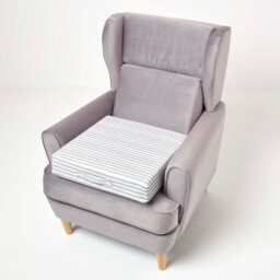 Homescapes Grey Stripe Cotton Orthopaedic Foam Armchair Booster Cushion - thumbnail 5