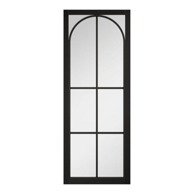 Lpd Astoria Clear Glazed Industrial Black Internal Pine Door, (H)1981mm (W)838mm (T)35mm