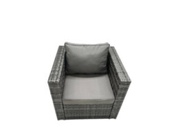 Fimous Outdoor Dining Table Sofa Armchair Set With Side Table Garden Furniture Set Dark Grey Mixed - thumbnail 6