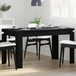 Vidaxl Dining Table Black Oak 140 X 74.5 X 76 Cm Poly Rattan