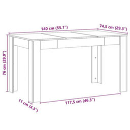 Vidaxl Dining Table Black Oak 140 X 74.5 X 76 Cm Poly Rattan - thumbnail 3