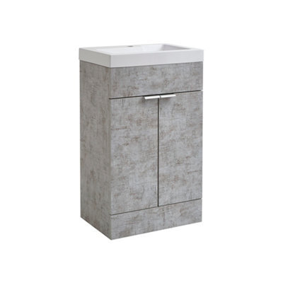 Homestylestore 502mm Concrete Grey Floorstanding Bathroom Vanity Unit And Chrome Finger Pull Handle - image 1