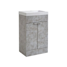 Homestylestore 502mm Concrete Grey Floorstanding Bathroom Vanity Unit And Chrome Finger Pull Handle