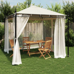 Walplus Gazebo With Mesh Walls Cream 2.93X2.93 M Steel